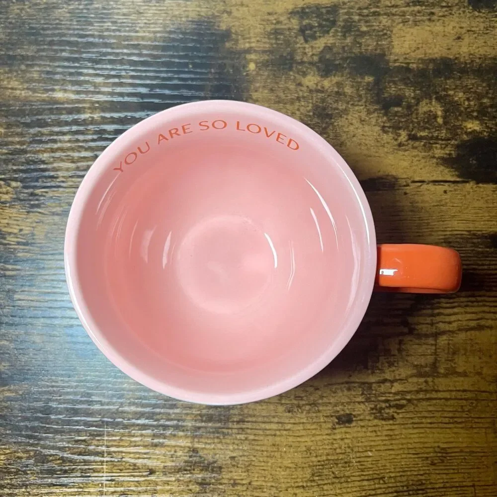 Paper Source You Are So Loved Ceramic Mug Pink Floral Coffee Tea Cup